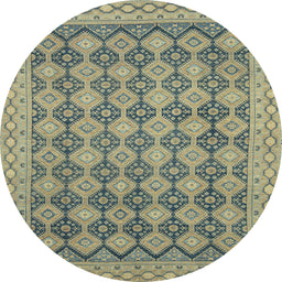 Round Machine Washable Abstract Dark Khaki Green Rug, wshabs2724
