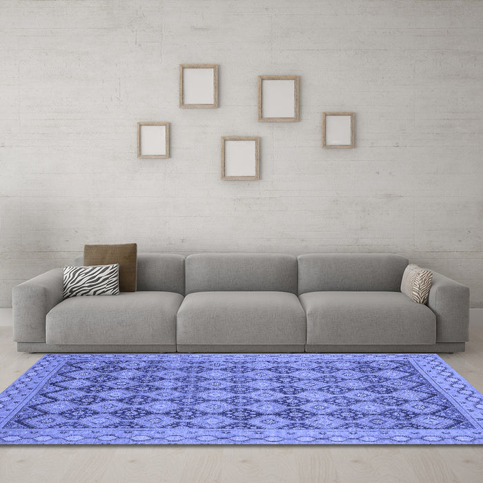 Machine Washable Abstract Blue Modern Rug in a Living Room, wshabs2724blu