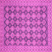 Square Machine Washable Abstract Pink Modern Rug, wshabs2724pnk