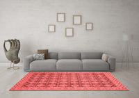 Machine Washable Abstract Red Modern Rug, wshabs2724red