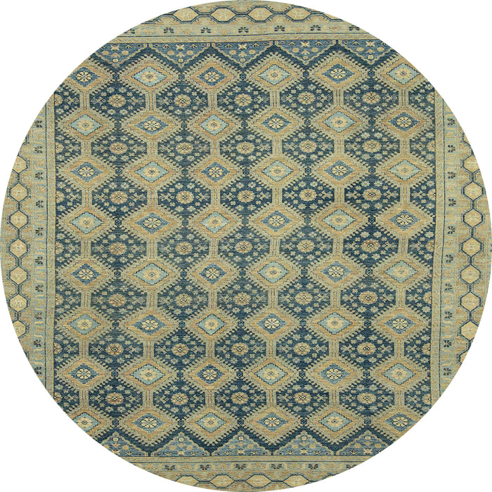 Round Abstract Dark Khaki Green Modern Rug, abs2724