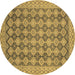 Round Abstract Brown Modern Rug, abs2724brn