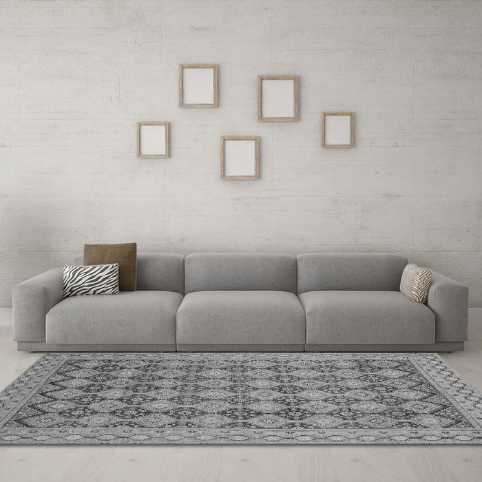 Machine Washable Abstract Gray Modern Rug in a Living Room,, wshabs2724gry