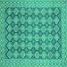 Square Abstract Turquoise Modern Rug, abs2724turq