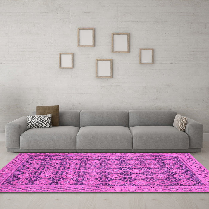 Machine Washable Abstract Pink Modern Rug in a Living Room, wshabs2724pnk