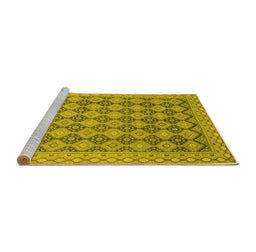 Sideview of Machine Washable Abstract Yellow Modern Rug, wshabs2724yw
