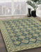 Machine Washable Abstract Dark Khaki Green Rug in a Family Room, wshabs2724