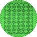 Round Machine Washable Abstract Green Modern Area Rugs, wshabs2724grn