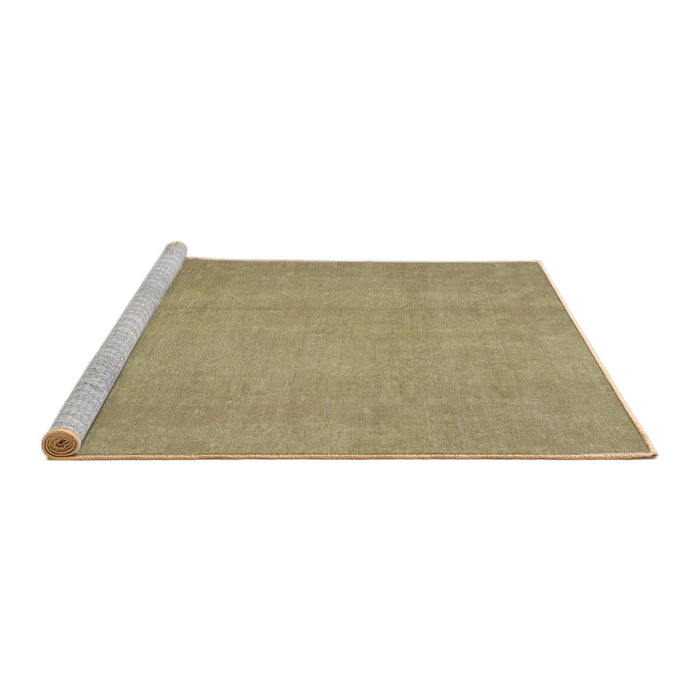 Sideview of Machine Washable Abstract Brass Green Rug, wshabs2725