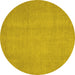 Round Abstract Yellow Modern Rug, abs2725yw