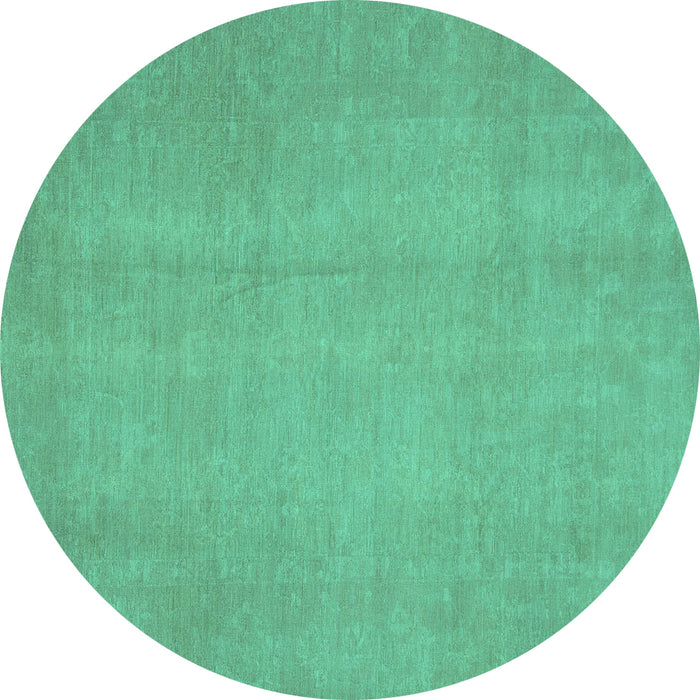 Round Machine Washable Abstract Turquoise Modern Area Rugs, wshabs2725turq