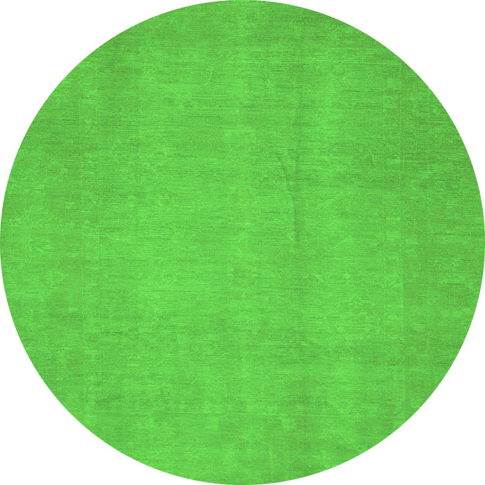 Round Machine Washable Abstract Green Modern Area Rugs, wshabs2725grn