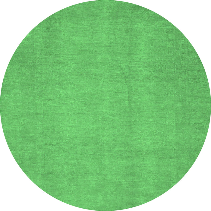 Round Abstract Emerald Green Modern Rug, abs2725emgrn