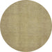 Round Machine Washable Abstract Brass Green Rug, wshabs2725