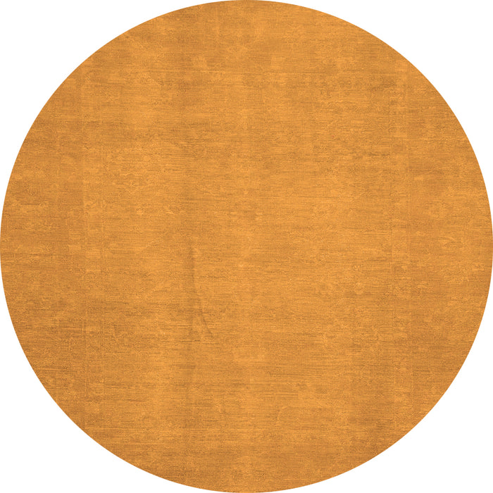 Round Machine Washable Abstract Orange Modern Area Rugs, wshabs2725org
