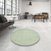 Round Machine Washable Abstract Green Rug in a Office, wshabs2726