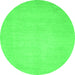 Round Machine Washable Abstract Green Modern Area Rugs, wshabs2726grn