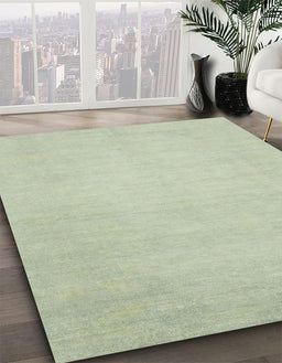 Abstract Green Modern Rug in Family Room, abs2726