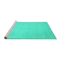 Sideview of Machine Washable Abstract Turquoise Modern Area Rugs, wshabs2726turq
