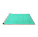 Sideview of Machine Washable Abstract Turquoise Modern Area Rugs, wshabs2726turq