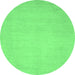 Round Abstract Emerald Green Modern Rug, abs2726emgrn