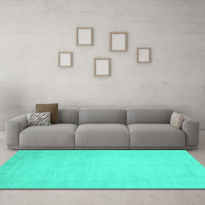 Machine Washable Abstract Turquoise Modern Area Rugs in a Living Room,, wshabs2726turq
