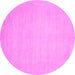 Round Machine Washable Abstract Pink Modern Rug, wshabs2726pnk