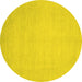 Round Abstract Yellow Modern Rug, abs2726yw