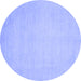 Round Abstract Blue Modern Rug, abs2726blu