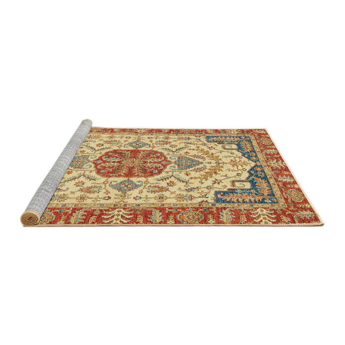 Sideview of Machine Washable Abstract Red Rug, wshabs2727