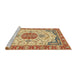 Sideview of Machine Washable Abstract Red Rug, wshabs2727