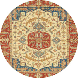 Round Abstract Red Modern Rug, abs2727
