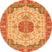 Round Abstract Orange Modern Rug, abs2727org