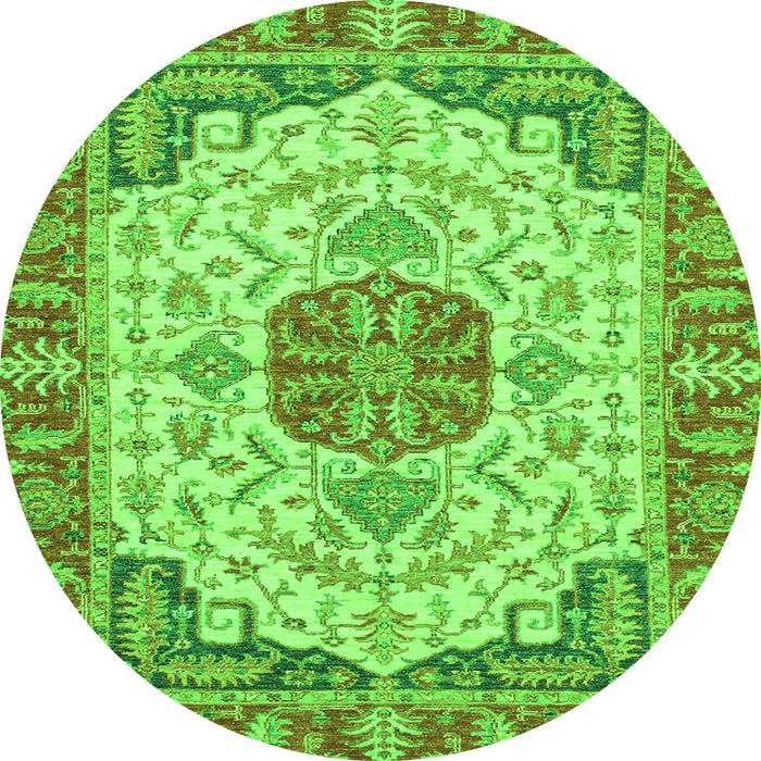 Round Abstract Green Modern Rug, abs2727grn