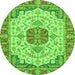 Round Abstract Green Modern Rug, abs2727grn