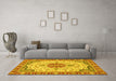 Machine Washable Abstract Yellow Modern Rug in a Living Room, wshabs2727yw