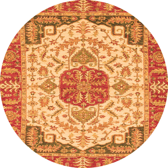 Round Machine Washable Abstract Orange Modern Area Rugs, wshabs2727org