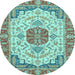 Round Abstract Light Blue Modern Rug, abs2727lblu