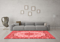 Machine Washable Abstract Red Modern Rug, wshabs2727red