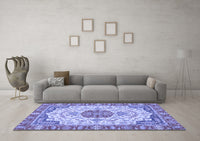 Machine Washable Abstract Blue Modern Rug, wshabs2727blu