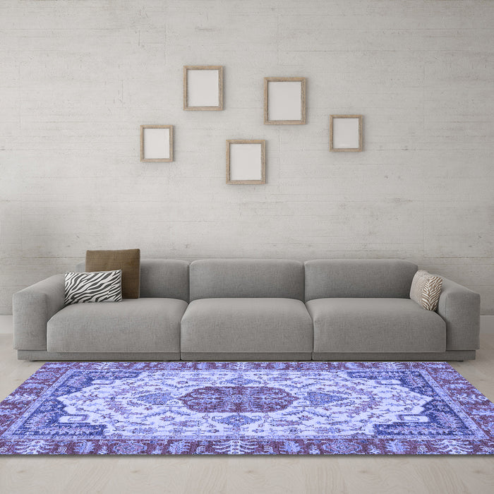 Machine Washable Abstract Blue Modern Rug in a Living Room, wshabs2727blu