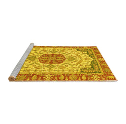 Sideview of Machine Washable Abstract Yellow Modern Rug, wshabs2727yw
