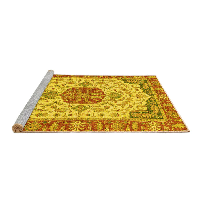 Sideview of Machine Washable Abstract Yellow Modern Rug, wshabs2727yw