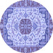 Round Abstract Blue Modern Rug, abs2727blu