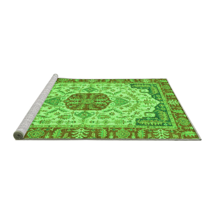 Sideview of Machine Washable Abstract Green Modern Area Rugs, wshabs2727grn