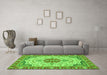 Machine Washable Abstract Green Modern Area Rugs in a Living Room,, wshabs2727grn