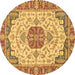 Round Abstract Brown Modern Rug, abs2727brn