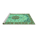 Sideview of Machine Washable Abstract Turquoise Modern Area Rugs, wshabs2727turq