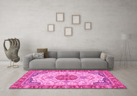 Machine Washable Abstract Pink Modern Rug, wshabs2727pnk