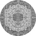 Round Machine Washable Abstract Gray Modern Rug, wshabs2727gry